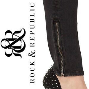 Rock & Republic® Kashmiere Black Skinny Jeans with Zippered Leg & Pockets 8M EUC